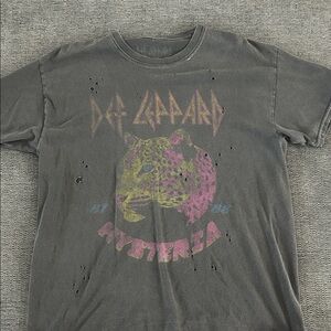 Forever 21 Black Short Sleeve Tee with Pink and Yellow Leopard Graphic